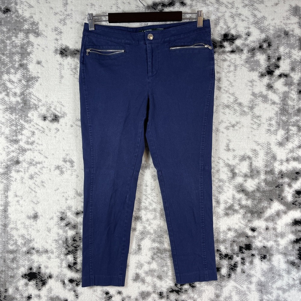 Lauren Ralph Lauren Jeans Womens‎ Size 10P Dark Wash Tapered Zip Pockets Viscose